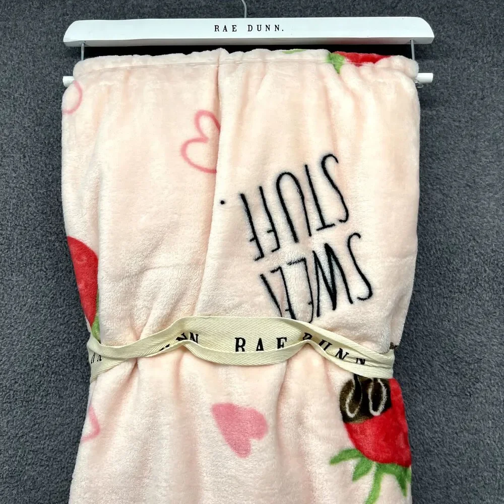 Rae Dunn Sweet‎ Stuff Chocolate Strawberry Blanket Soft Plush Throw 50x70 NWT